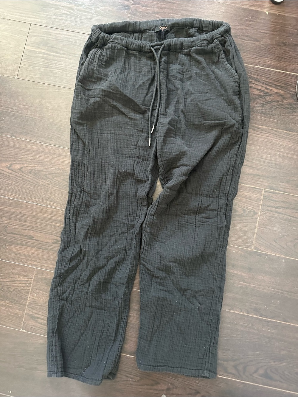 Quince Black Textured Drawstring Joggers